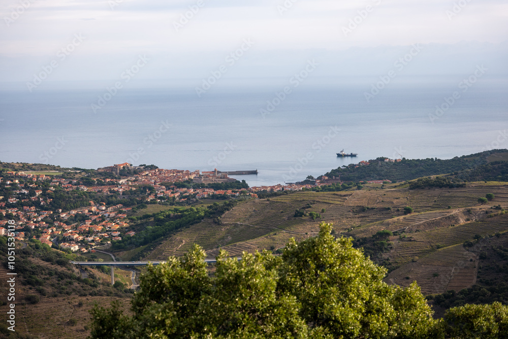 Fototapeta premium view from the top of the mountain, Collioure