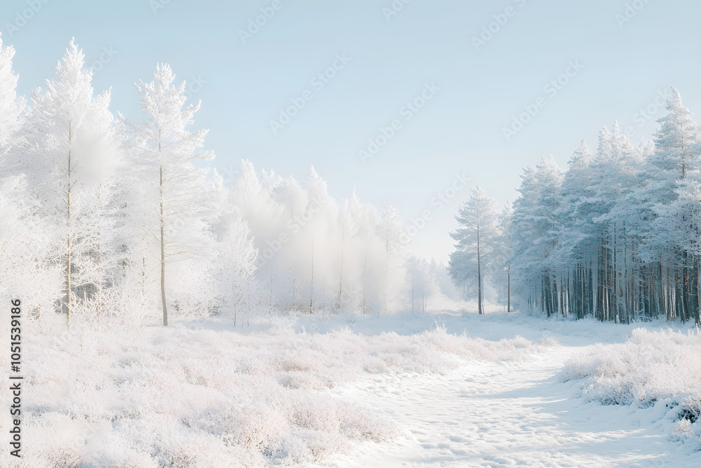 winter coniferous forest covered with snow in evening. AI generative. winter coniferous forest covered with snow in evening. AI generative.