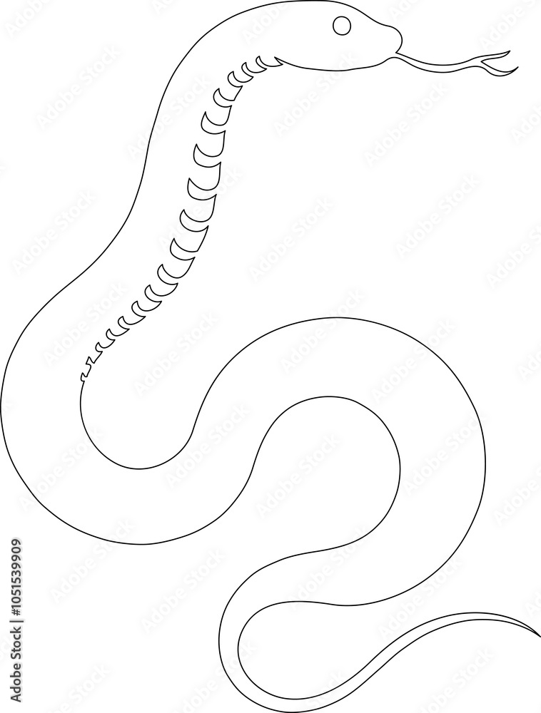 Fototapeta premium Minimalist illustration of the sixth element of the Chinese calendar. 2025 year of the snake on the Chinese calendar. Just outline