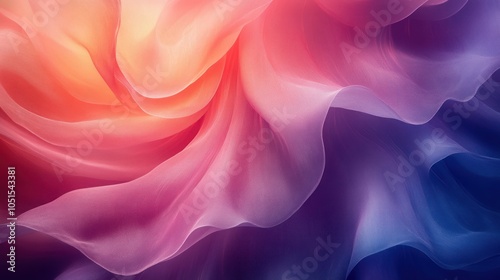 Abstract Background with Wavy Pink, Orange, and Blue Fabric