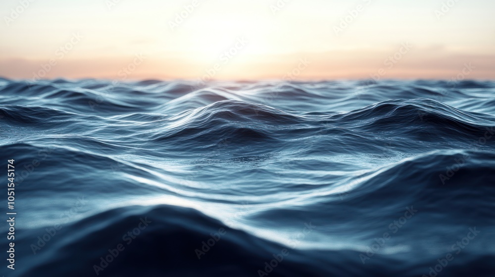 Calm Ocean Waves at Sunset with a Glowing Horizon Calm Ocean Waves at Sunset with a Glowing Horizon