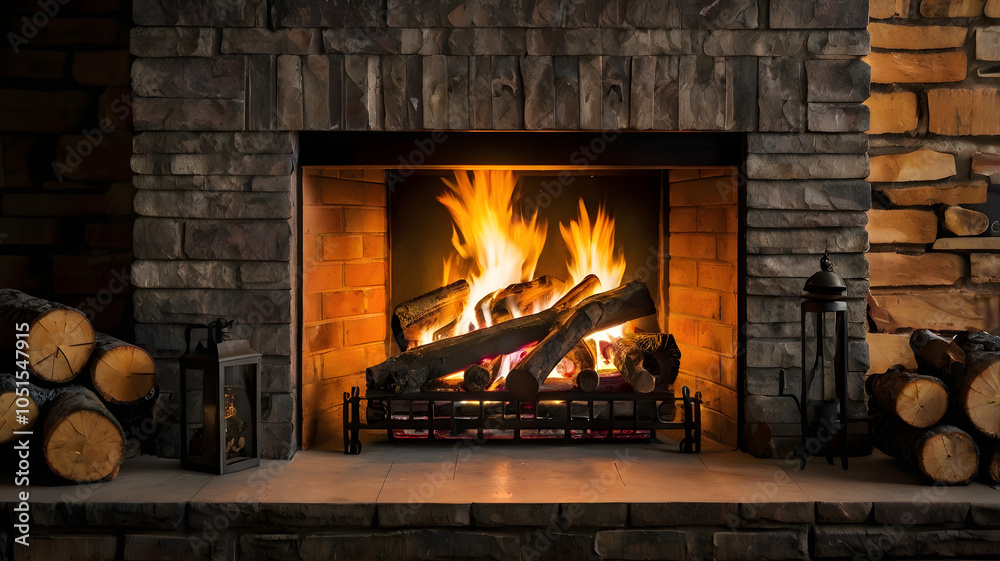 fireplace with burning logs in fireplace,burning wood, relaxing, , ai generated fireplace with burning logs in fireplace,burning wood, relaxing, , ai generated