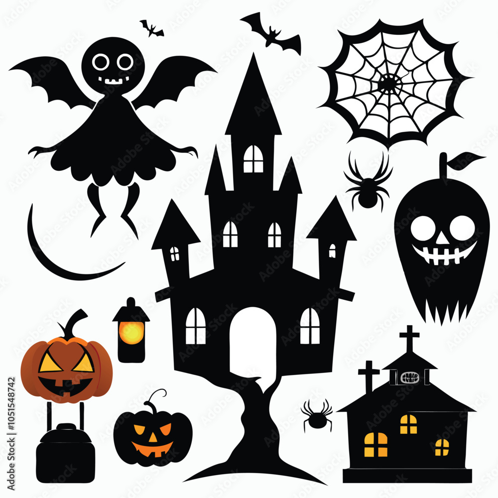 Obraz premium Halloween silhouette elements