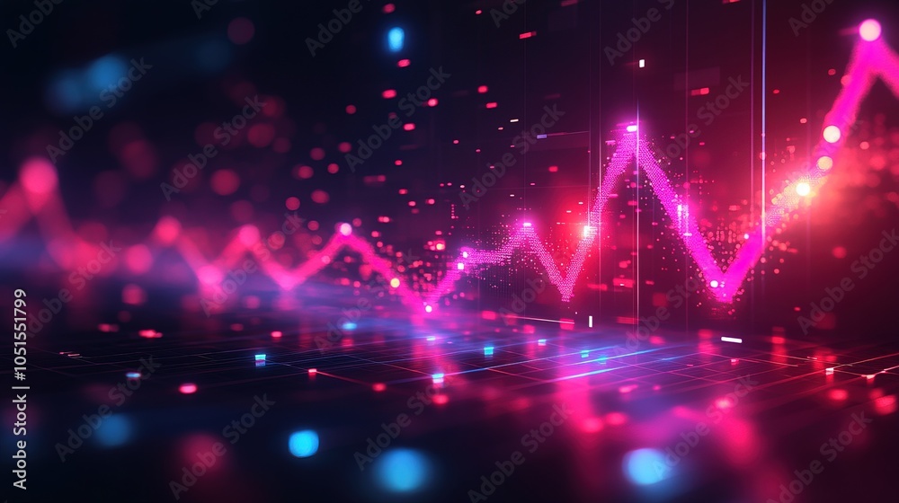 Dynamic Financial Growth Graph with Bright Rising Arrow on Dark Background Dynamic Financial Growth Graph with Bright Rising Arrow on Dark Background