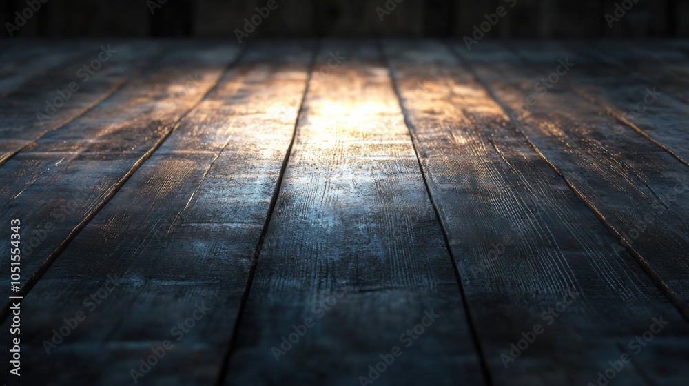 Dark wooden planks with soft lighting, ideal for displaying artisanal or craft products. Dark wooden planks with soft lighting, ideal for displaying artisanal or craft products.
