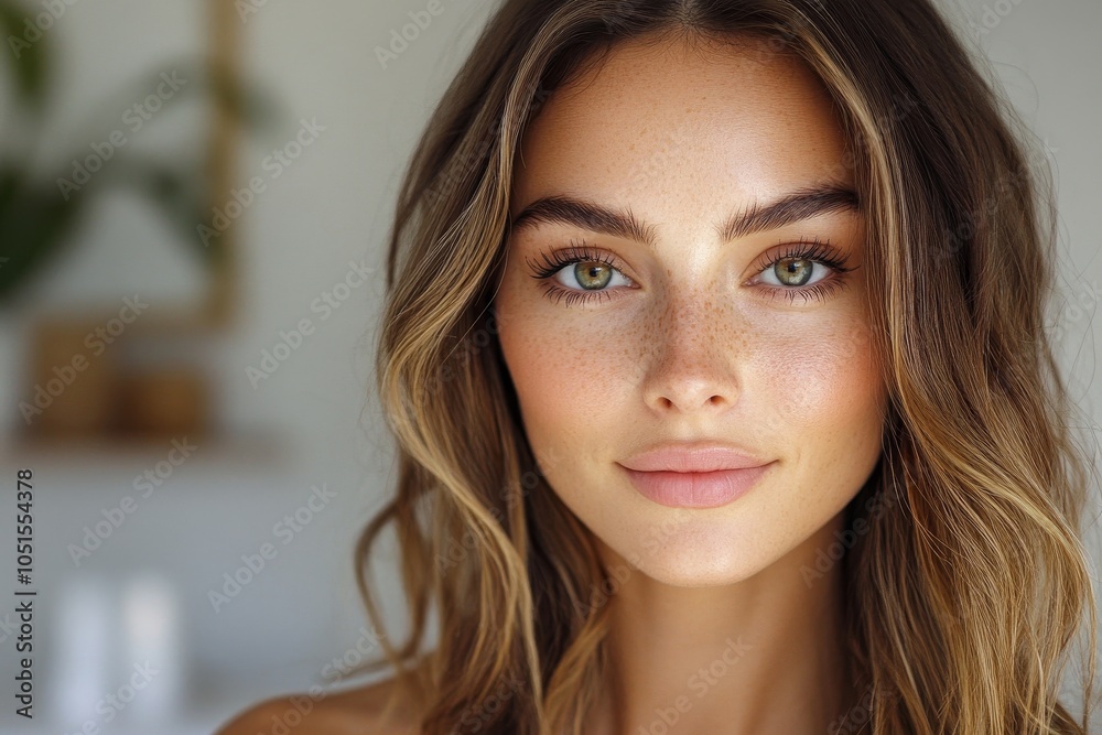 Beautiful woman vlogging her skin care routine, Generative AI Beautiful woman vlogging her skin care routine, Generative AI
