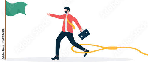 The escaped businessman has been caught in a rope trap,

