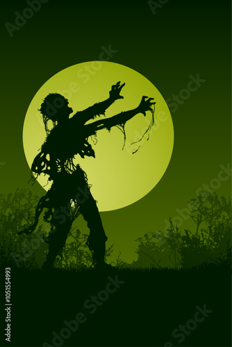 Walking Dead Zombie in Green Moonlight