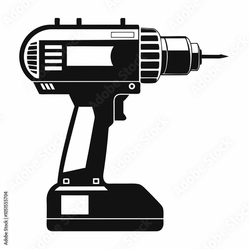 Cordless Power Tool Silhouette Vector Illustration Simple Tool Design