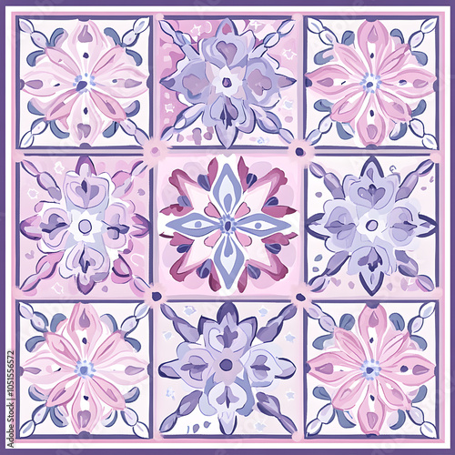Geometric and Organic Doodle Tile and Carpet Designs with White Borders | Hand-drawn, Abstract, Floral, and Symmetrical Patterns in Soft Pastel and Earth Tones
