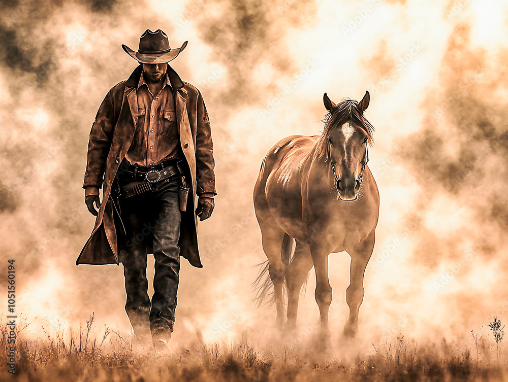 Fototapeta premium Retro Western Scene