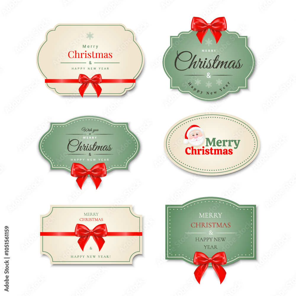 Set of Merry Christmas and Happy New year labels. Vector illustration Set of Merry Christmas and Happy New year labels. Vector illustration