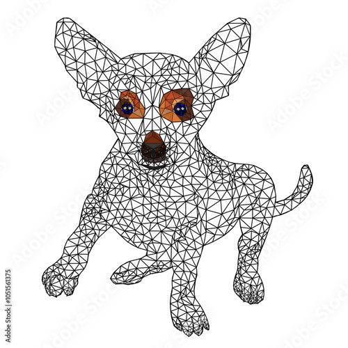 Dog puppy small  terrier outline low-polygon vector illustration editable hand draw