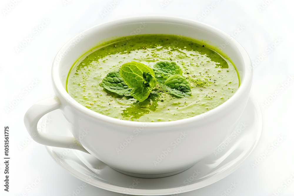 Minted pea and watercress soup in a white ceramic bowl-2 (3) Minted pea and watercress soup in a white ceramic bowl-2 (3)