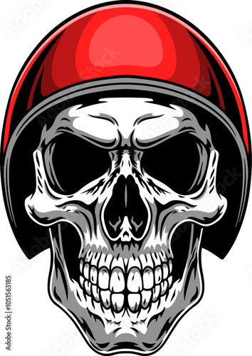 skull illustration wearing helmet, vector illustration