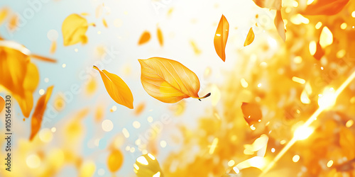 Aesthetic fallen autumn leaves, abstract autumn background