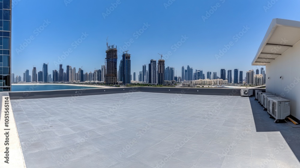 Panoramic View of Dubai Skyline from Rooftop Terrace Panoramic View of Dubai Skyline from Rooftop Terrace