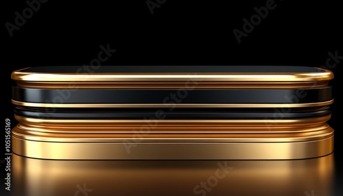 Golden and Black Rectangular Pedestal on Black Background