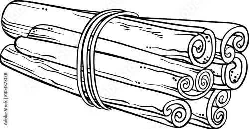 Сinnamon Sticks Outline Illustration