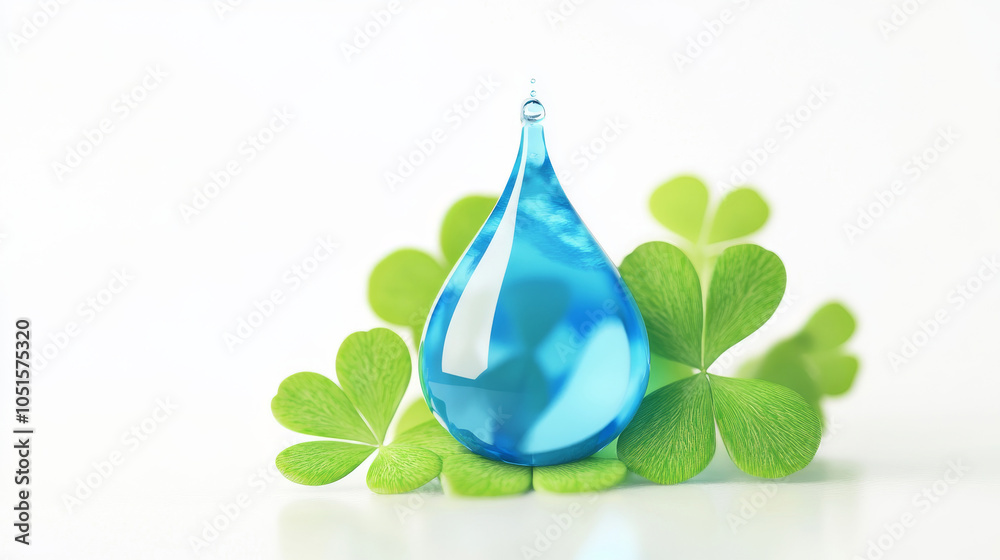 drop of water with green leaf drop of water with green leaf