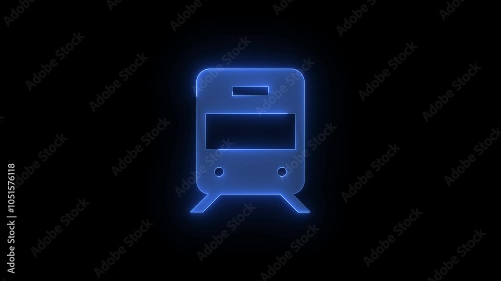 Train solid stroke icon glowing neon animation Train solid stroke icon glowing neon animation
