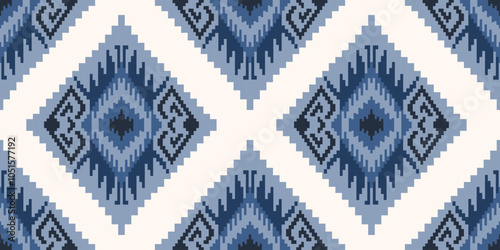 Ethnic ikat seamless pattern.beautiful pattern. folk embroidery,bohemian style,aztec geometric art print.ethnic ikat abstract art.Seamless fabric. Ikat design for fabric, carpet, wallpaper, clothing.
