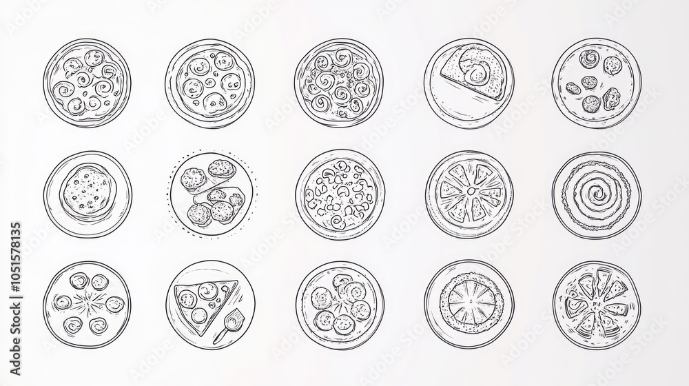 A variety of pizzas displayed on a table A variety of pizzas displayed on a table