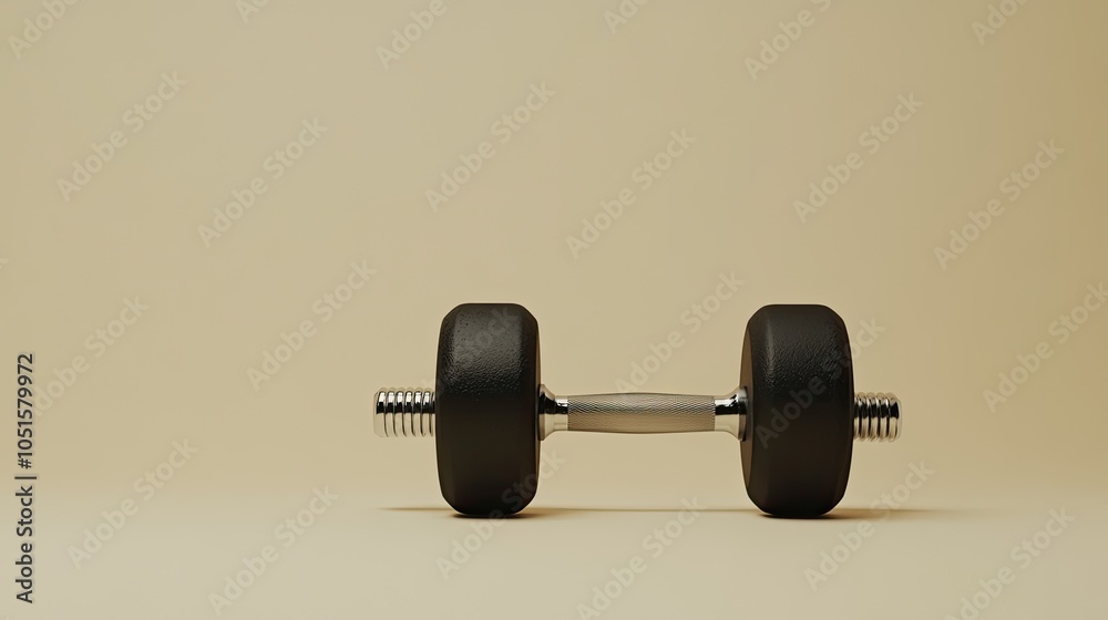 Minimalist Dumbbell on Soft Neutral Background Minimalist Dumbbell on Soft Neutral Background