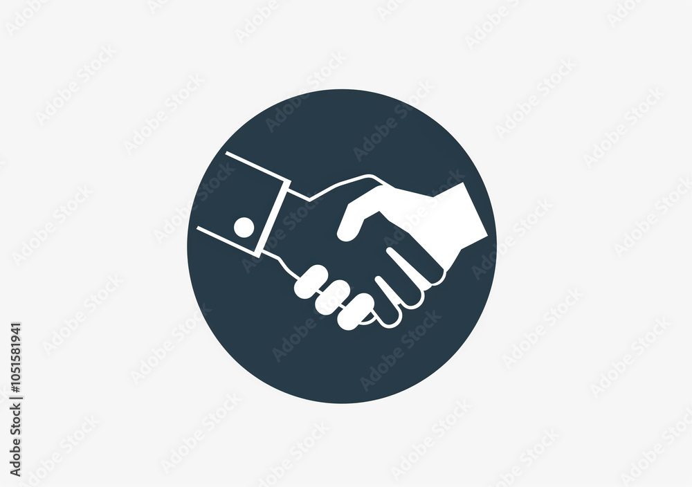 vector icon of handshake in circle, simple minimalistic style, white background, vector illustration vector icon of handshake in circle, simple minimalistic style, white background, vector illustration