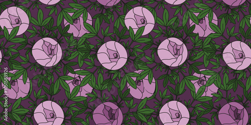 Floral seamless pattern. Flat style Summer Flowers seamless background. Vector peony ornament can used wall decor wallpaper fabric duvet cover print. EPS 10