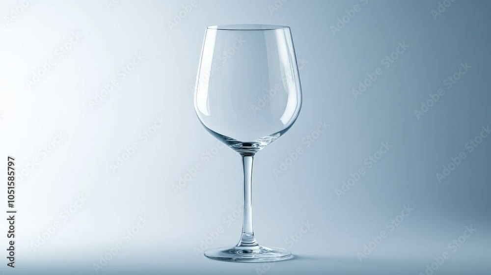 Elegant Empty Wine Glass on Soft Blue Background for Stylish Dining Elegant Empty Wine Glass on Soft Blue Background for Stylish Dining