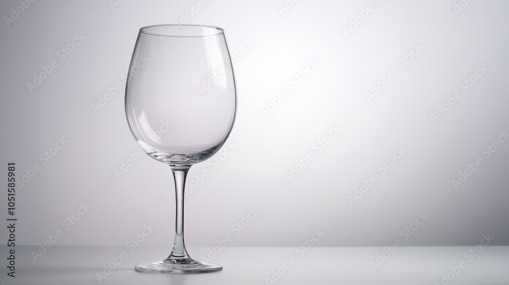 Elegant Clear Wine Glass on Minimalist Background Elegant Clear Wine Glass on Minimalist Background