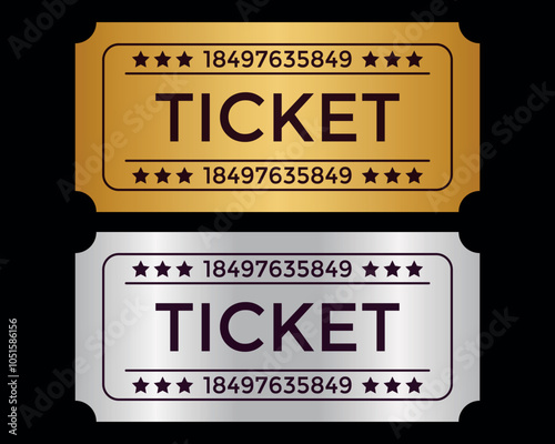 Gold and silver tickets. Metal tickets