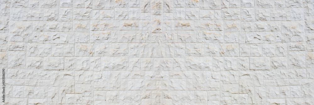 Panoramic white textured brick wall background Panoramic white textured brick wall background