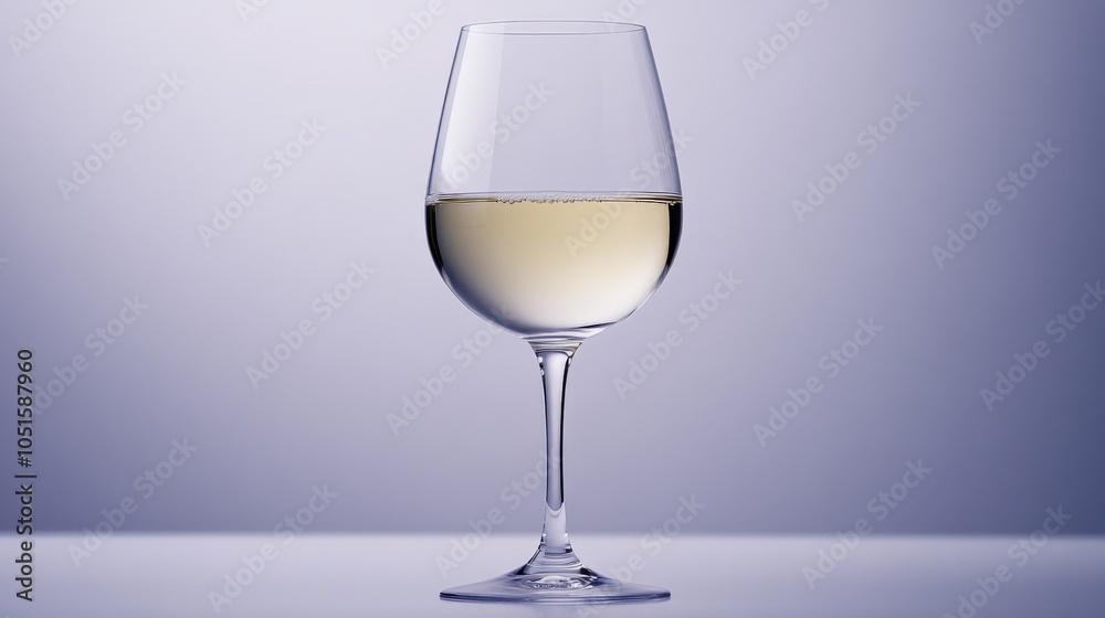 Fototapeta premium Elegant Glass of White Wine on Minimalist Background
