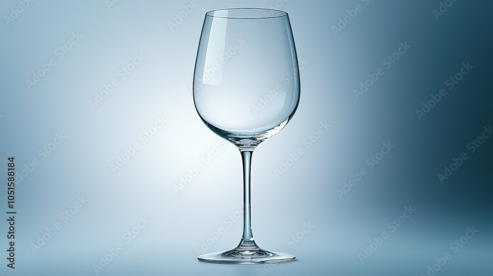 Elegant Crystal Wine Glass on Soft Blue Background Elegant Crystal Wine Glass on Soft Blue Background
