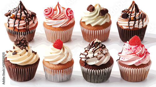 set of cupcakes, vector