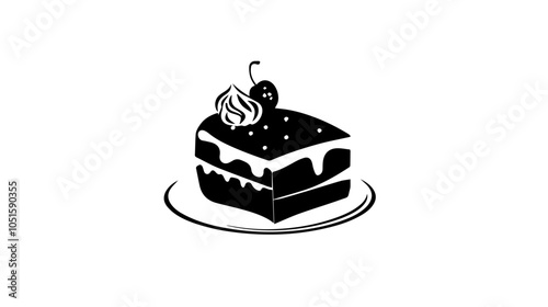 Black and white flat illustration cake. Cooking. Dessert.