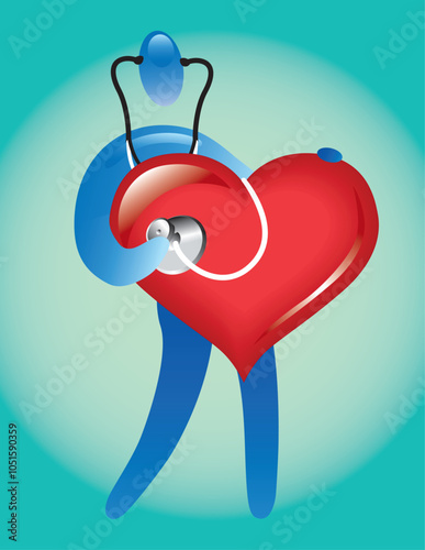 A professional vector illustration of a cardiac doctor, featuring a medical expert in a white coat with a stethoscope, symbolizing heart health and cardiology. Perfect for healthcare, medical,Wellness