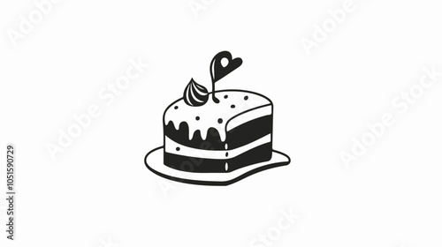 Black and white flat illustration cake. Cooking. Dessert.