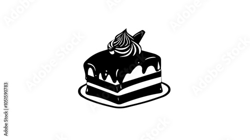 Black and white flat illustration cake. Cooking. Dessert.