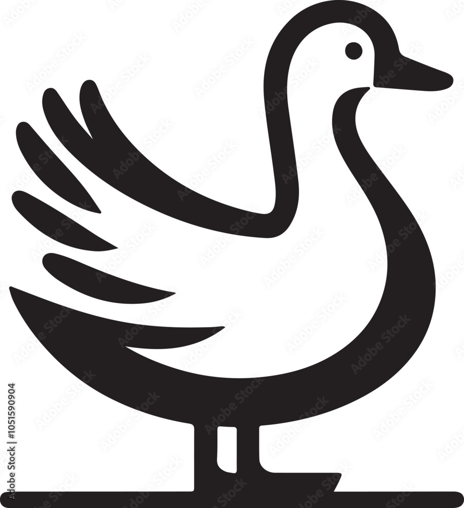 Fototapeta premium Clean Duck Silhouette Vector Isolated on White Background for Minimalist Design