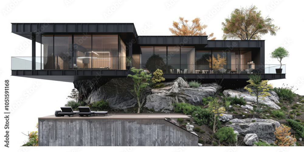Fototapeta premium Modern Villa with Isolated Background Transparent