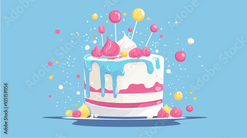 Flat illustration cake. Cooking. Dessert.