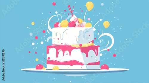 Flat illustration cake. Cooking. Dessert.