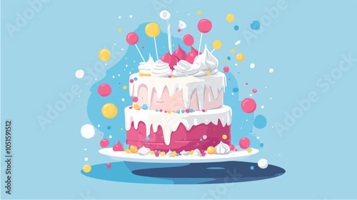 Flat illustration cake. Cooking. Dessert.