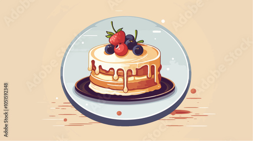 Flat illustration cake. Cooking. Dessert.