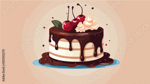 Flat illustration cake. Cooking. Dessert.