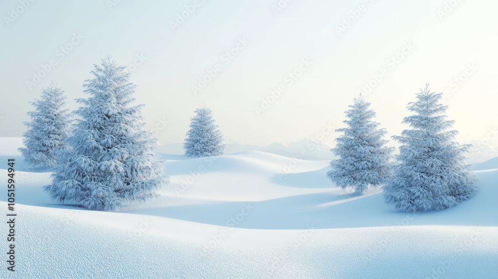 Serene winter wonderland, snowcovered trees and a pristine landscape