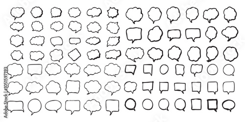 collection of linear speech chat bubbles round shapes